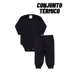 Conjunto Body Térmico Bebê Calça e Body Peluciado Roupa de Frio