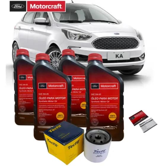 Kit Revisão Ford Ka 1.0 1.5 5w20 FORD Motorcraft 100% Sintético Original+Filtro Óleo TECFIL+Etiqueta
