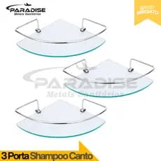 Kit 3 Porta Shampoo Suporte Prateleira Canto Vidro Incolor