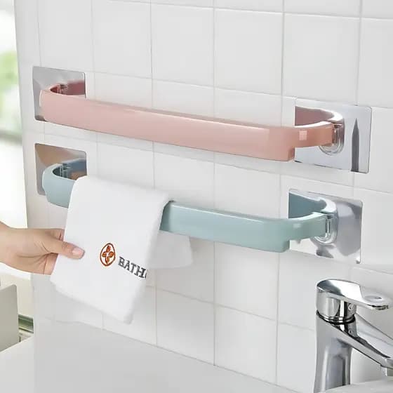 2 ou 1 Unidade Porta Toalha Para Banheiro 46CM Sem Furo Com Suporte De Adesivos Multiuso