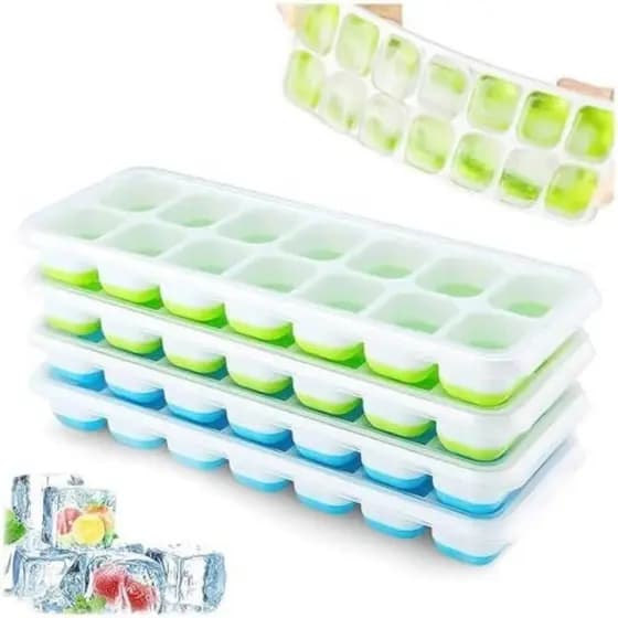 Kit 2 Formas de Gelo Silicone com Tampa