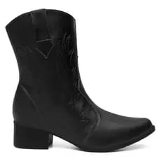 Bota Texana Bordada Country Feminina Cano Curto Western Bico Fino Pelepincel