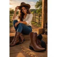 Bota texana feminina Estilo  country Cano Médio Confortável Rodeio