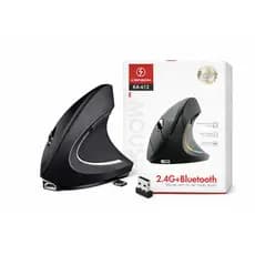 Mouse Vertical Ergonômico Sem Fio Recarregável 2.4G com RGB, DPI Ajustável (4 Níveis)