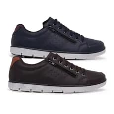 Kit 2 Sapatênis Casual Social Conforto com  Zíper e Cadarço