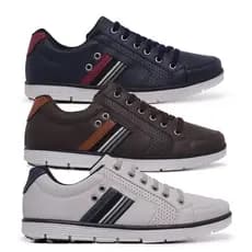 3 Pares Tenis Masculino Estilo Sapatenis Cadarço Calce Facil Casual