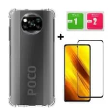 Kit 2 em 1 Capa Case + Película de Vidro Temperado 3D para xiaomi poco m3 m4 pro poco m5 poco x3 pro