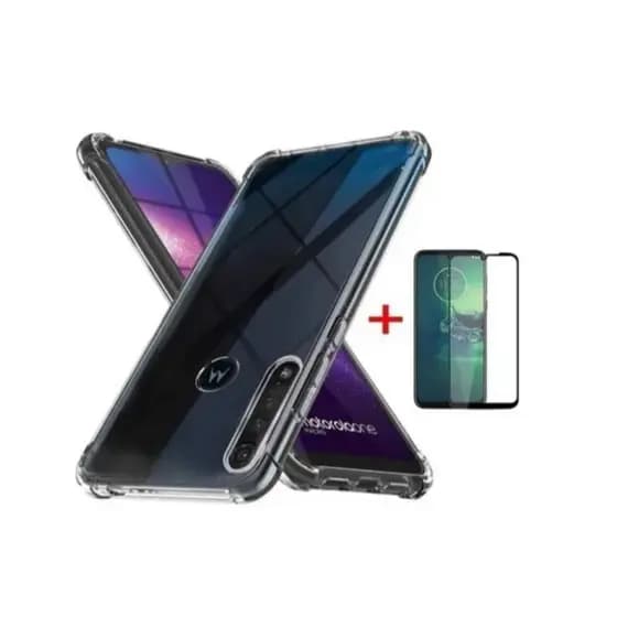 kit 2x1 Película Vidro Tempera 3D Full+capa transrente P/ motorola E7 PLUS POWER E13 E14 E20 E22 E40