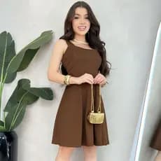 Vestido feminino soltinho Godê Detalhe em Nevuras Com bojo