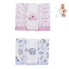 Kit 3 Paninhos de Boca Fralda Bordado Bebê Babete Algodão bainha Enxoval