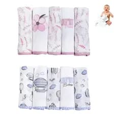 Kit 5 Fraldas Pano Ombro Bordado Bainha Tecido Duplo Macio bainha algodão macia grossa