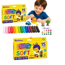 Massinha de Modelar Soft Kit 2 Caixas 30 Cores Infantil Escolar Diversão e Criatividade
