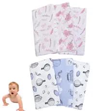 Kit 3 Cueiro Bêbe Flanelado Algodão Estampado 50x80 Manta coberta Infantil Enxoval
