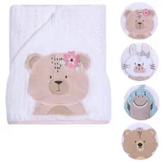 Toalha Banho Bebê Soft C/ Capuz 3 Camadas 100% Algodão Bordado Macio grossa 90 cm x 75 cm