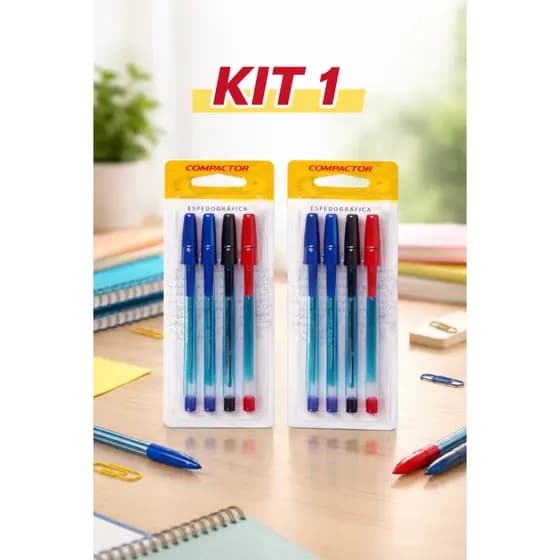 Kit 8 Canetas Esferográficas Escola Escritório Escrita Suave Ponta Fina
