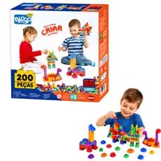 Blocolândia Click 200 Peças Dismat Brinquedo Educativo Bloco de  Montar Infantil
