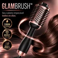 Escova Secadora de Cabelo Profissional Bivolt 1300W Modeladora Alisadora Preta Rosa