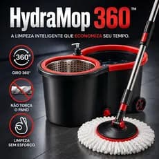 Mop Giratório HydraMop 360 Com Balde 13L Rodinhas Dispenser Refil Microfibra Limpeza Prática