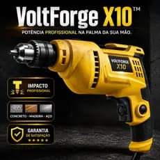 Furadeira de Impacto 127V 600W VoltForge X10 Mandril 10mm Aperto Rápido para Concreto Madeira e Aço