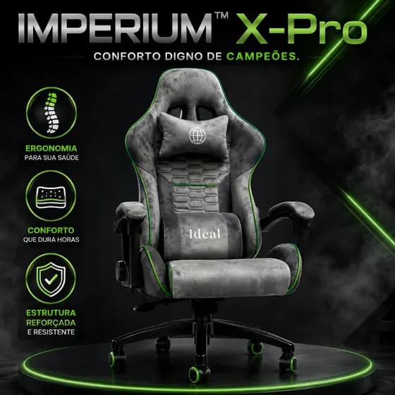 Cadeira Gamer Ergonômica Reclinável Giratória Ajustável Confortável Home Office Cinza