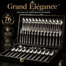 Faqueiro 76 Peças Aço Inox Premium Com Maleta Organizadora Acabamento Espelhado Luxo Grand Élégance™
