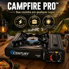 Fogareiro Portátil Century a Gás Acendimento Automático com Maleta Camping Preto