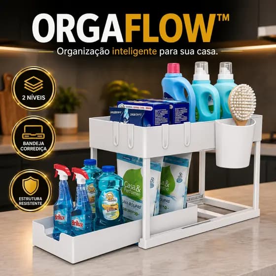 Organizador Multiuso 2 Níveis com Bandeja Corrediça para Armário Cozinha Banheiro Lavanderia