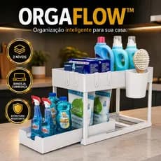 Organizador Multiuso 2 Níveis com Bandeja Corrediça para Armário Cozinha Banheiro Lavanderia