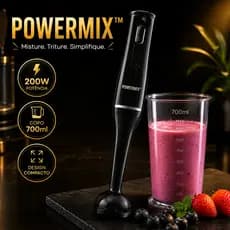 Mixer Elétrico 200W com Copo 700ml 127V Mixer de Mão para Vitaminas Molhos e Cremes