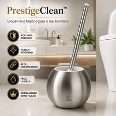 Escova Sanitária Banheiro Inox com Suporte Escova para Vaso Sanitário Design Moderno Resistente Durável Premium