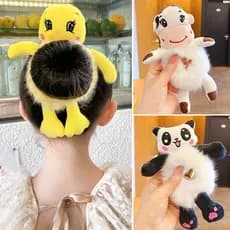 KidsNewbea Crianças Cabelo Gravata Cabelo Meninas Gravata Pelúcia Desenho animado Boneca Fofo Coelho Cabeça Gravata