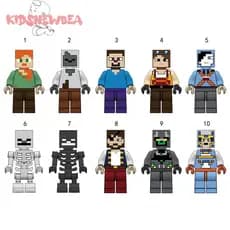 10PCS Bonecos Minecraft montados blocos de construção brinquedos educativos