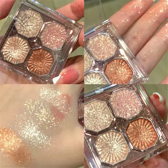 Paleta De Sombra De Olho 4 Cores Foscas Com Glitter