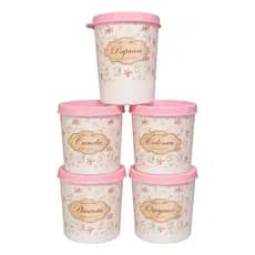 Kit 5 Potes Porta Mantimentos Com Tampa Vedada Organização Cozinha