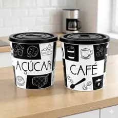 Kit 2 Potes Hermético Plástico 2L Acucar Cafe Mantimentos Tampa Vedacao Cozinha Organizacao