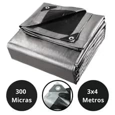 Lona 3x4 Blackout Cinza Preta Impermeável 300 Micras Grossa 190g/m2 TNT