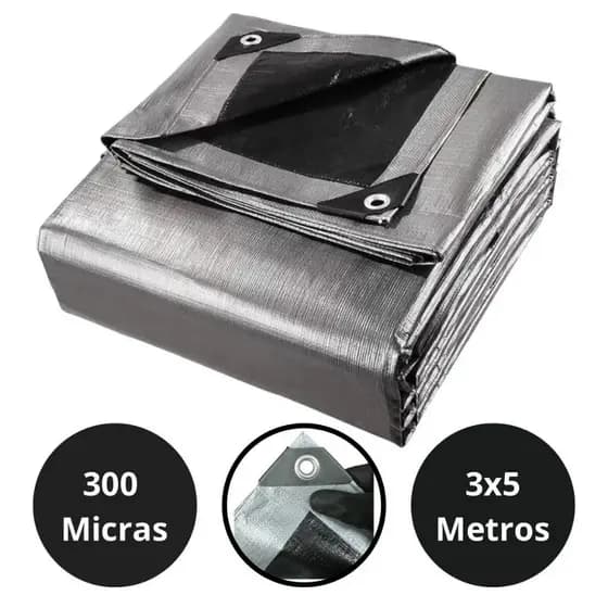 Lona 3x5 Blackout Cinza Preta Impermeável 300 Micras Grossa 190g/m2 TNT