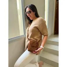 Bolsa feminina bolsa de miçanga bolsa de madeira bolsa diferente bolsa transversal