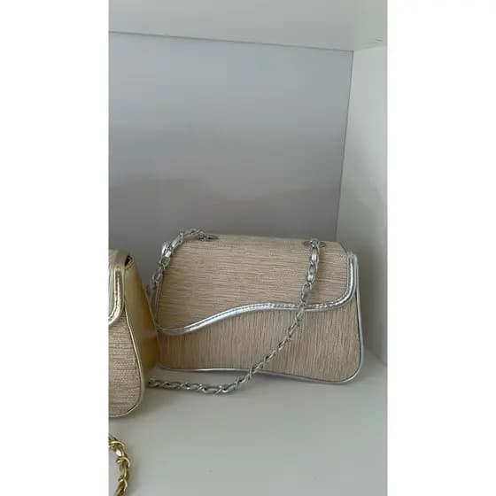 Bolsa feminina de palha transversal