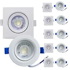 KIT 10 Spot LED Embutir Quadrado e Redondo 3W - 5W (Branco Frio e Branco Quente)