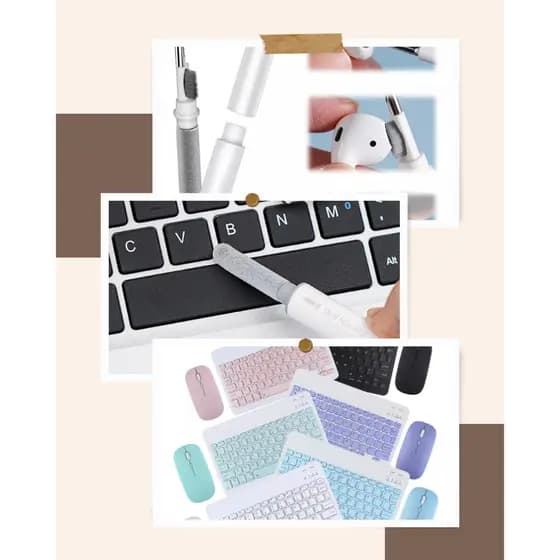 Kit de Teclado com Mouse e Caneta de Limpeza Multiuso