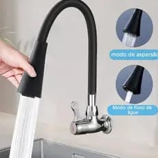 Torneira De Cozinha Gourmet Montada Na Parede Para Água Fria , 360 ° Mangueira Flexível