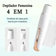 Depilador Elétrico Feminino 4 em 1 Barbeador Aparador de Pelos Corporais Nariz e Sobrancelhas Recarregável angela