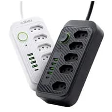 Extensão De Tomadas Filtro De Linha 5 Tomadas + 4 Usb E 1 Tipo C Cor Preto 127/220v
