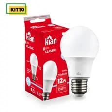 KIT 10 LÂMPADAS LED BULBO 12,0W BIV E27 6,5K - KIAN