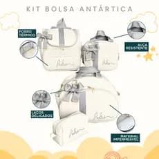Kit Maternidade 4 Peças Mochila, Bolsa Estojo Personalizado Térmica Impermeável, Coleção Antártica
