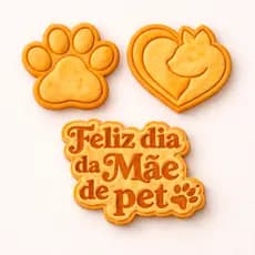 Kit 3 Cortador de Biscoito Molde Dia das Mães Marcador Carimbo Cookie Massa Biscuit
