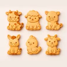 Kit 6 Cortador de Biscoito Infantil Fazendinha de Animais 6cm Cortador Bolacha Amanteigada Massinha