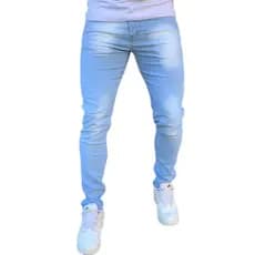 Calça Jeans Masculina Slim Azul Clara com Elastano Premium