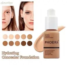 Phoera Base Líquida Hidratante Corretivo Clareador Iluminador Fosco À Prova D 'Água Longa Desgaste Cobertura Completa Mancha De Acne Base Natural Para Rosto Cosmético 10 Cores Cleverhys De Longa Duração